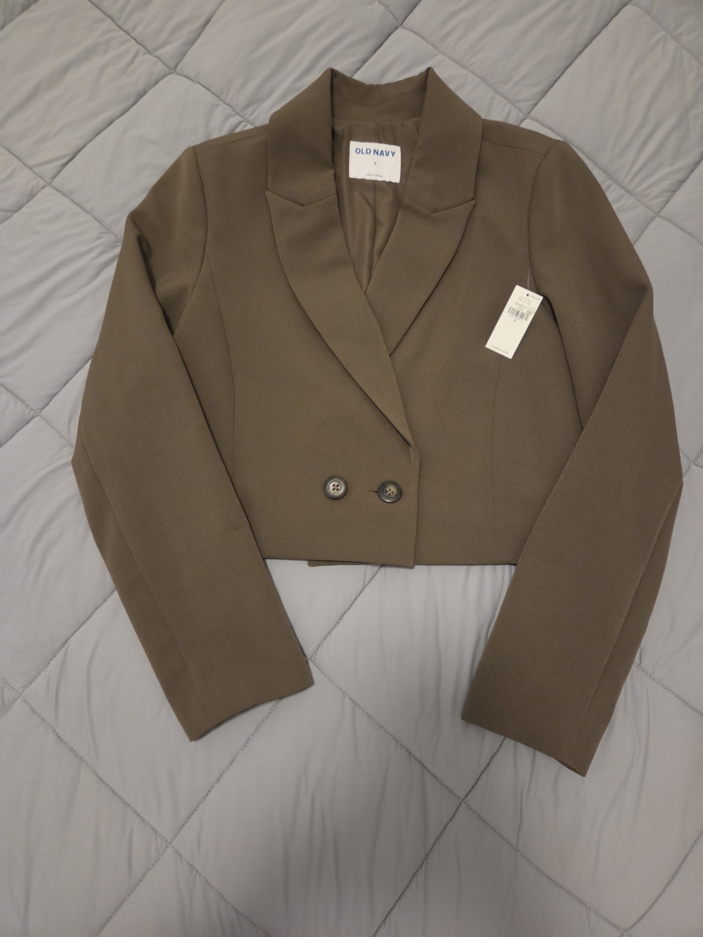 Old Navy Brown Cropped Double-Breasted Blazer